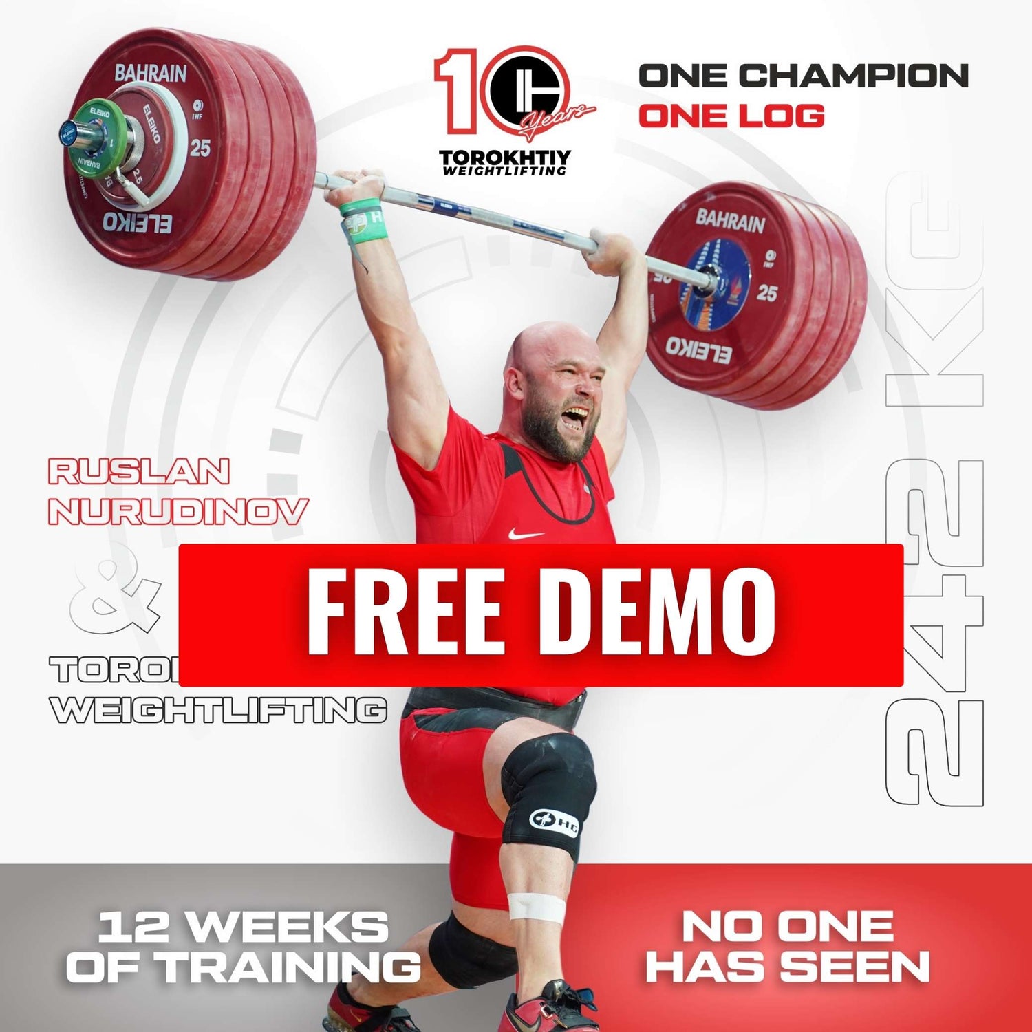 Weightlifter wearing stable lifting shoes with a raised heel