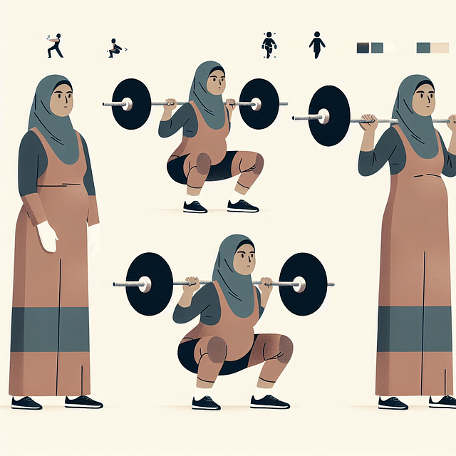 pregnant weightlifter performing deep squats with pelvic floor engagement