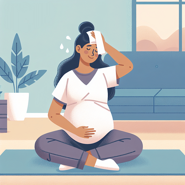 pregnant woman cooling down after pelvic floor exercises