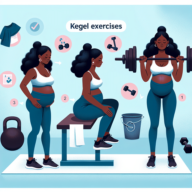 pregnant woman doing Kegel exercises while weightlifting