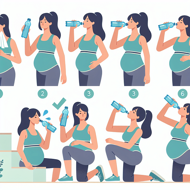 pregnant woman drinking water during workout