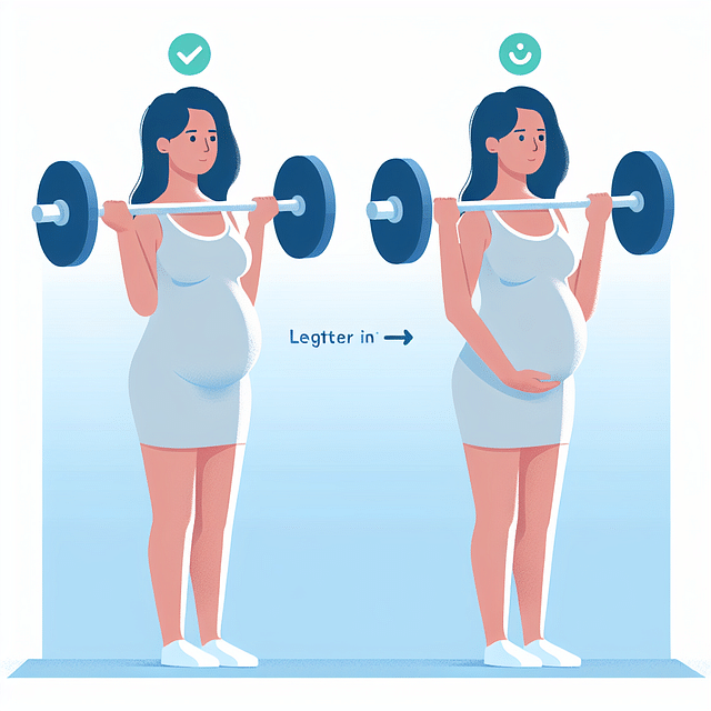 pregnant woman lifting lighter weights with good posture