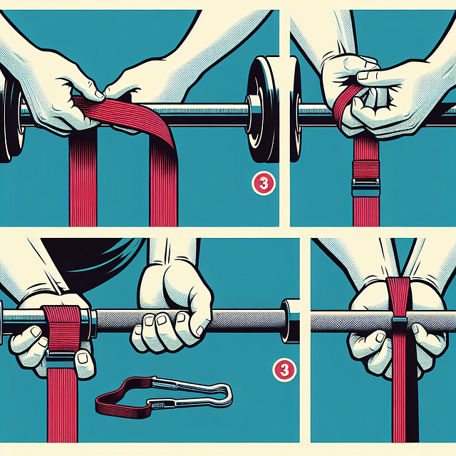 wrapping weight lifting straps around barbell