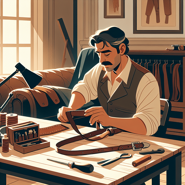 buffing leather belt with a cloth