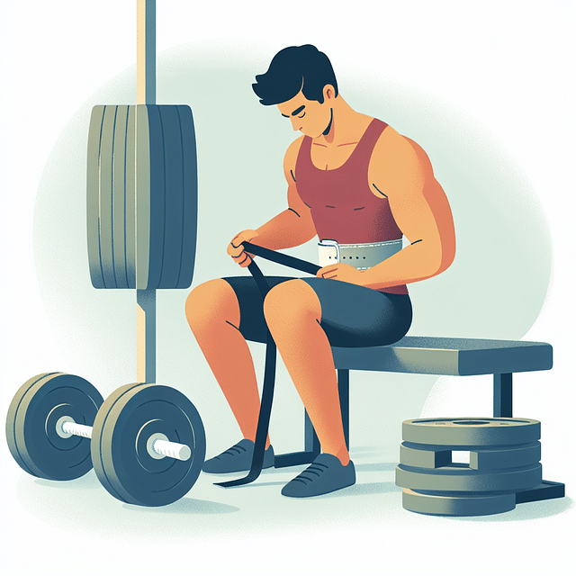 person testing the fit of a weightlifting belt