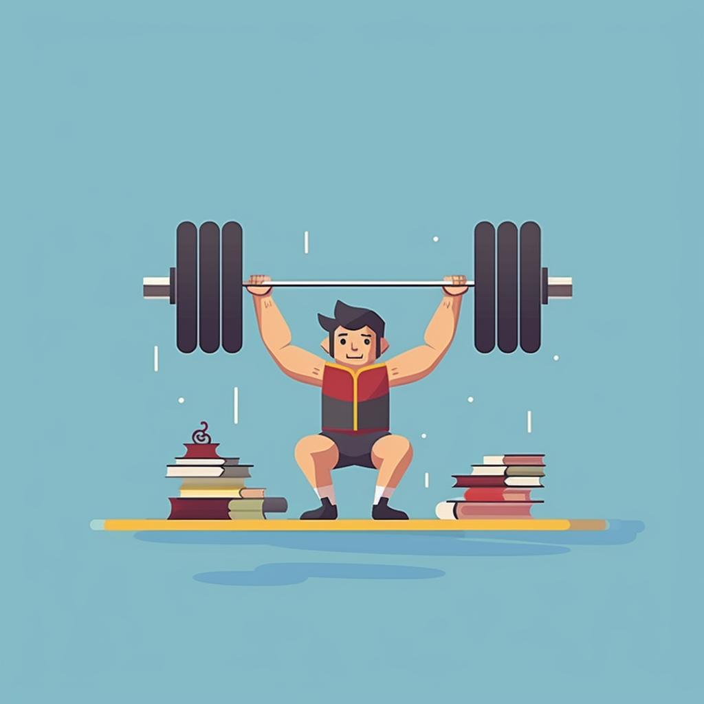 A beginner weightlifter learning techniques from a book
