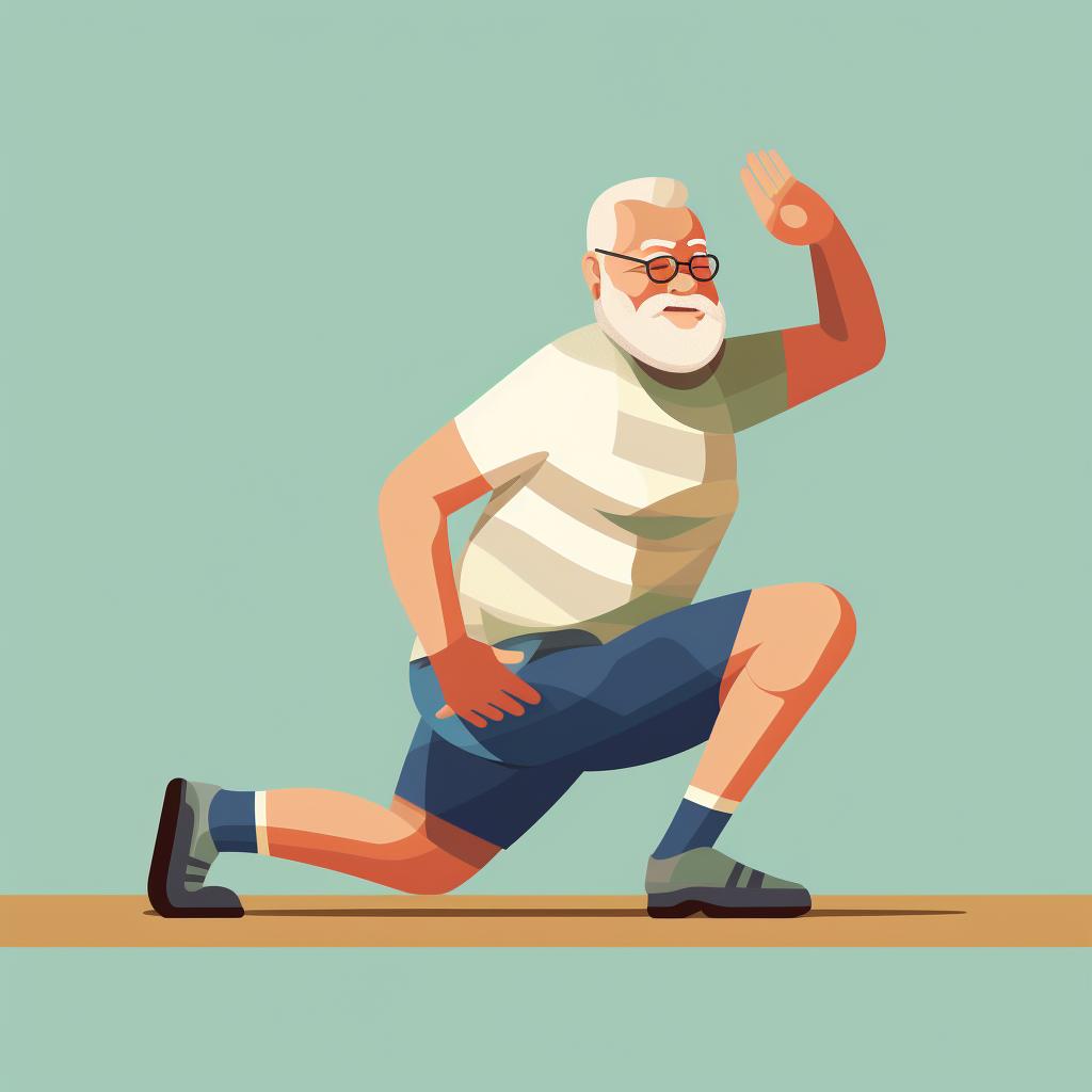 An older adult doing a cool-down stretch after weightlifting